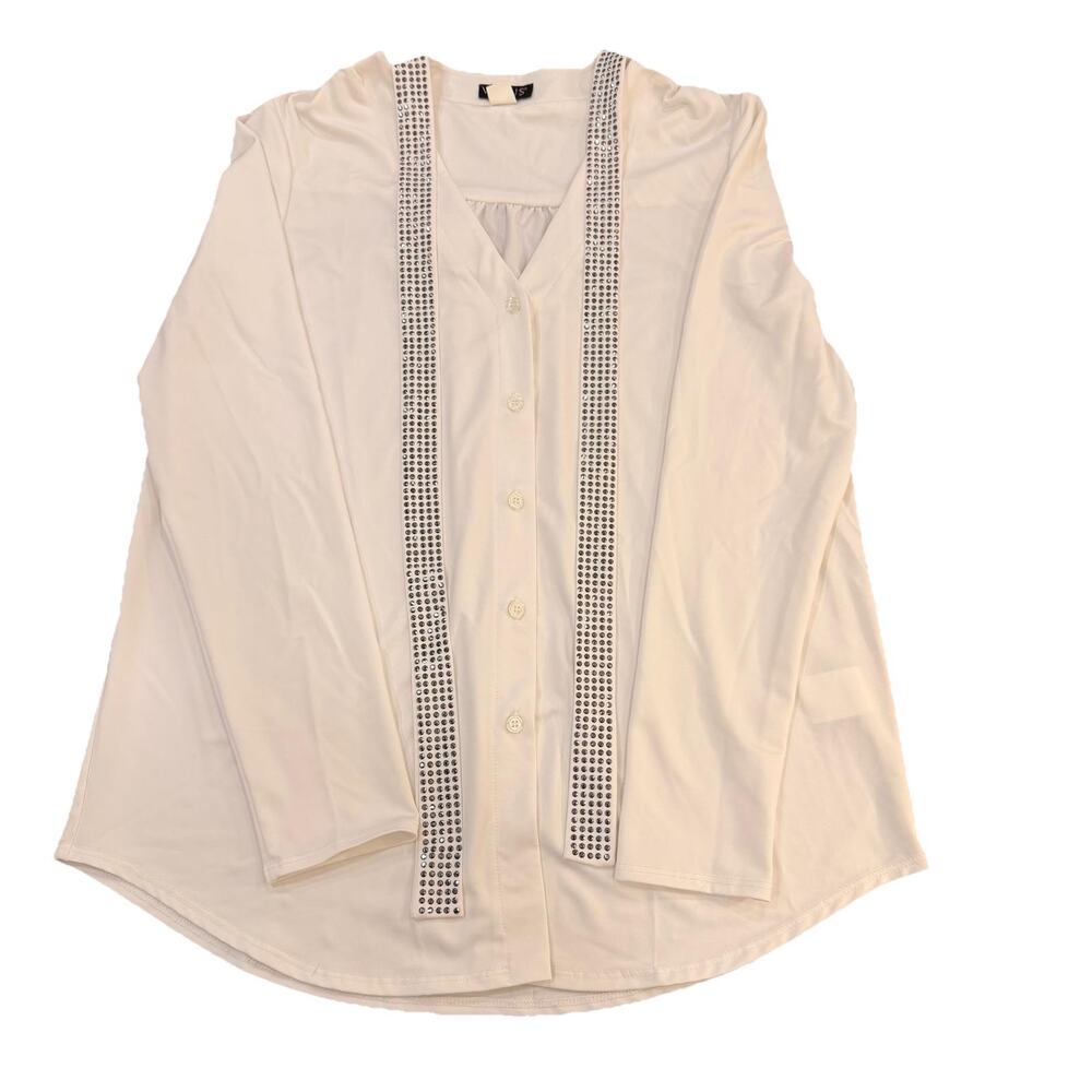 Venus Women's Top Shirt with bow - Size M - Made in USA - White - Picture 13 of 13